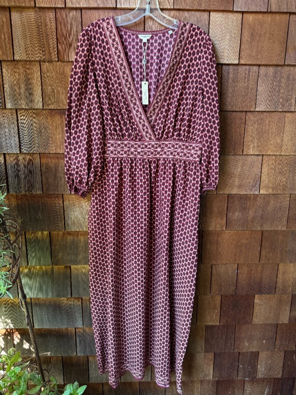 NWT Max Studio Bold Print V-Neck Boho Maxi Dress with Pockets in Women's Large